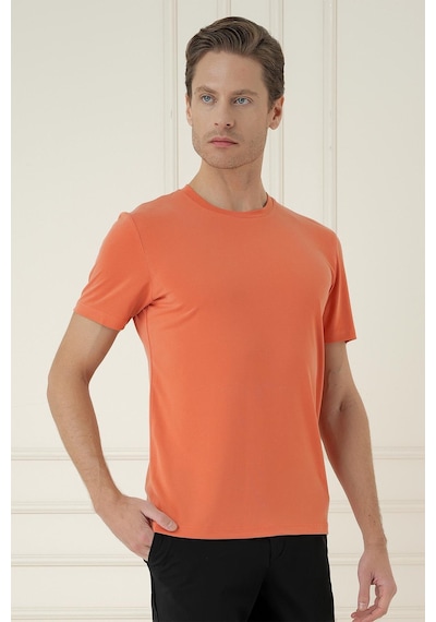 Efor Comfort Fit Bisiklet Yaka Modal Kısa Kol Casual Turuncu Tişört Ts 895 Turuncu