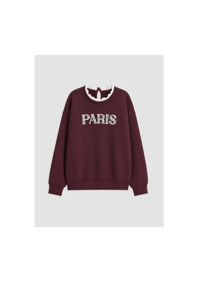 Lc Waikiki Alıta Cıty Farkıyla Lcw Kids Mürdüm Kalın Paris Baskılı Kız Çocuk Sweatshirt Murdum - 929805297 Murdum