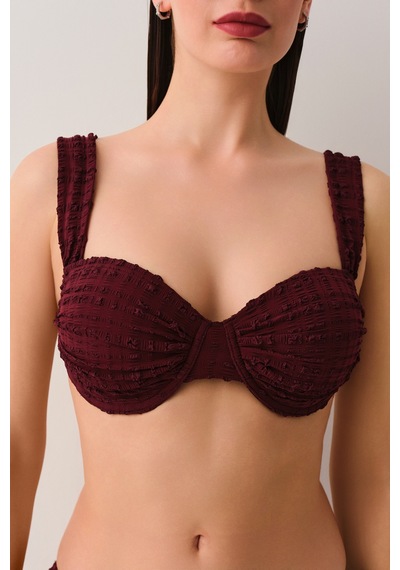 Suwen Nora Balenli Bikini Üst Sb25660080080 Mürdüm