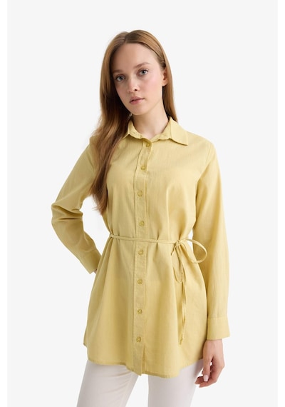 Defacto Regular Fit Poplin Bağlamalı Uzun Kollu Gömlek Tunik D4160ax25smkh520 Haki