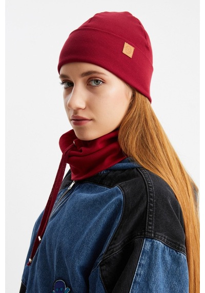 Butikgiz Kadın Balıkçı Style Pamuklu Kaşkorse Terletmez Ultra Hafif Yumuşak Bere Boyunluk Takım Bordo