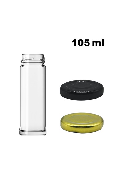Afracam 105 Ml Metal Kapaklı Şeffaf Tuzluk Cam Kavanoz Siyah