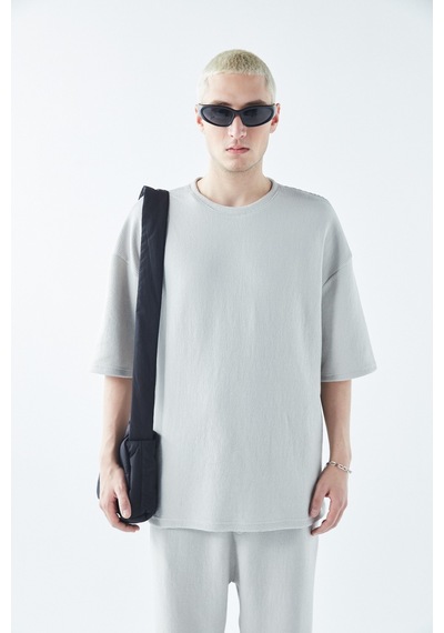 Oversize Basıc Triko Eşofman Takım Gri
