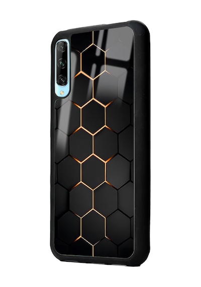Huawei P Smart Pro Yellow Carbon Tasarımlı Glossy Telefon Kılıfı Çok Renkli