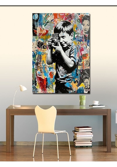 Kanvas Tablo Fotoğraf Çeken Çocuk Ve Sanat 100cmx140cm