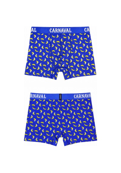 Carnaval Socks Muz Desenli Erkek Boxer Pamuklu Likralı Parlak Lastikli Kutulu Saks Mavi Çoklu