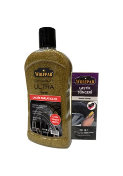 Simli Lastik Parlatıcı Jel Ve Lastik Süngeri Gold