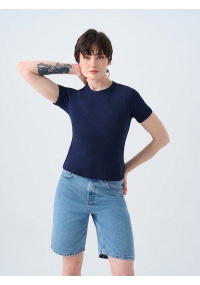 Fitted Kadın Tshirt K.kol Lacivert