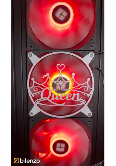 Kraliçe Tacı "queen" Yazılı 120x120 Mm Pc Fan Kapağı - Masaüstü Bilgisayar Fan Kapağı Beyaz