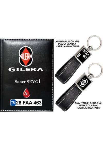 Plakanıza Özel Gleria Logolu Siyah Ruhsat Kabı Ve Anahtarlık
