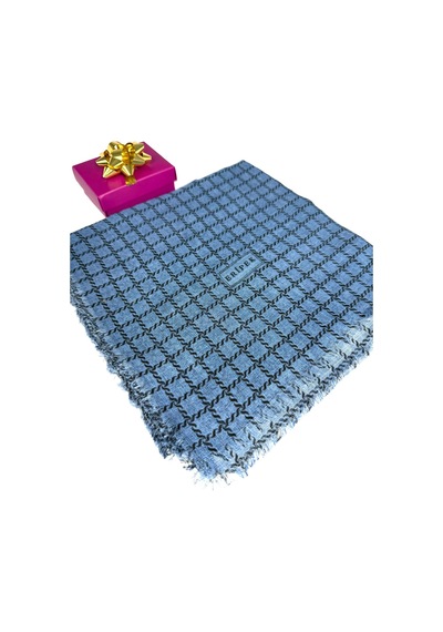 Eripek Desenli Flamalı Keten Eşarp- 06112 İndigo