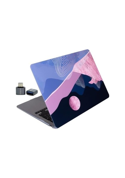 Macbook Pro 13 Dalga Desenli Kılıf A1706 A1708 A1989 A2159 A2251 A2289 A2338 M1 M2 Uyumlu Baskılı Kristal Sert Kılıf Koruyucu Kapak Pembe