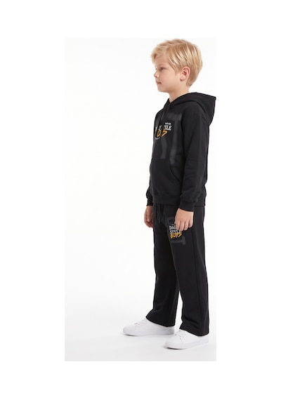 Toontoy Kids Toontoy Erkek Çocuk Kapüşonlu Daıly Style Boys Baskılı Eşofman Takım Siyah