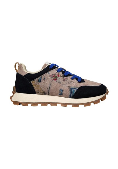 Kadın Vegan Deri Krem Sneakers - Paperflower Tasarım Çok Renkli