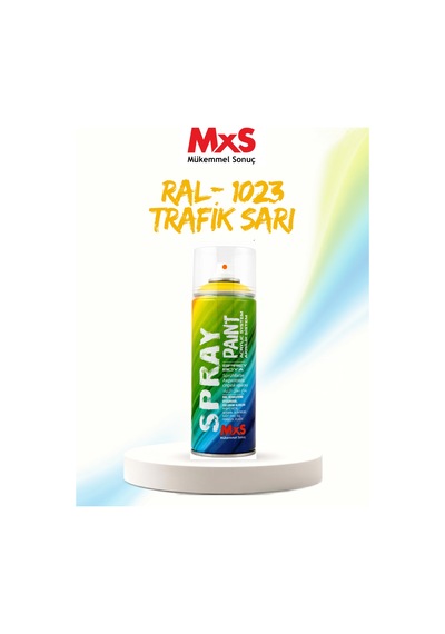 Mxs Ral 1023 Trafik Sarı Akrilik Sprey Boya 400 Ml Siyah