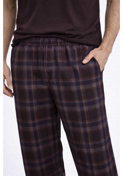 Erkek Pamuklu Üst Füme Göğüs Cepli Kısa Kollu Pijama Takımı Ke30304 Kahverengi