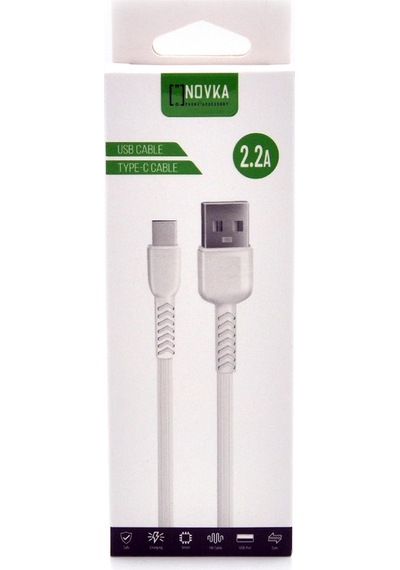 Novka NVK02 Type-C USB 2.2 A 1 M Şarj Kablosu Beyaz