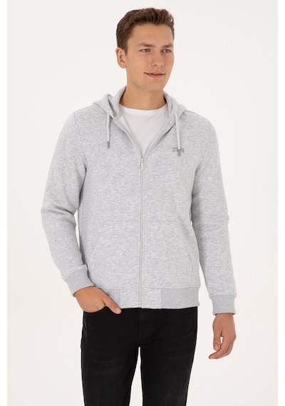 U.S. Polo Assn. Erkek Regular Fit Açık Gri Şardonlu Örme Hırka 50313755-VR001