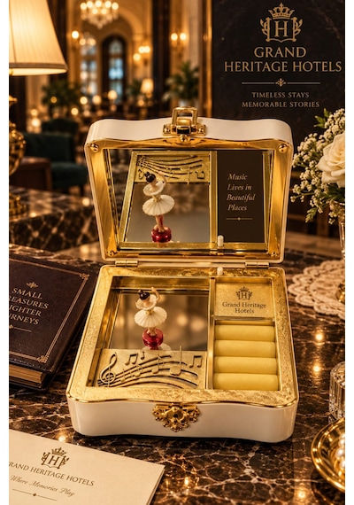 Altın Rengi Balerinli Müzik Kutusu Aynalı Takı Mücevher Kutusu 13,5x20,5 Cm 6-1