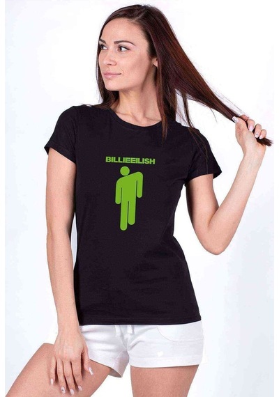 Billie Eilish Baskılı Siyah Kadın Tshirt (534291631)