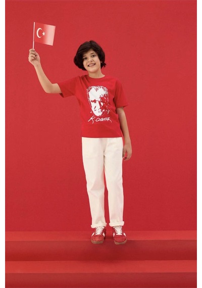 Defacto Atatürk Baskılı Kırmızı Erkek Çocuk T-shirt B6938a8/rd282