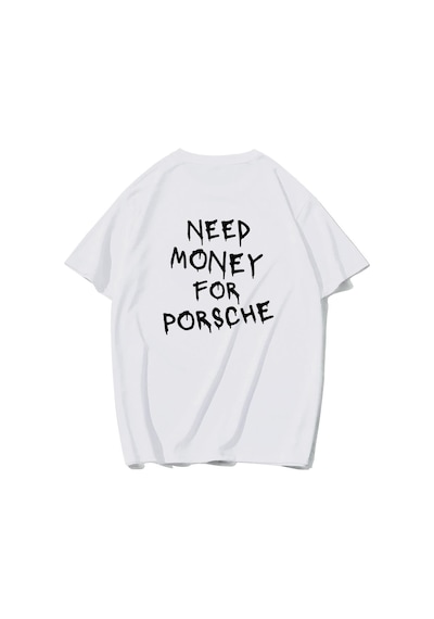 Brz Collectıon Brz Collection Unisex Oversize Porsche Need Money For Porsche T-shirt Beyaz
