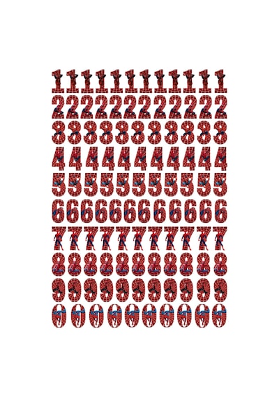 112 Adet Kırmızı Karakter Figürlü Sayı Sticker Seti - Etiket Seti Sketchbook