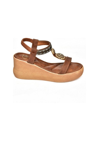 Fox Shoess258136009 Taba Dolgu Tabanlı Kadın Sandalet Taba