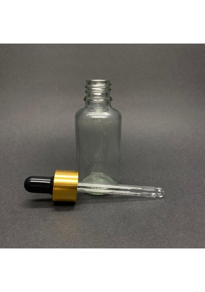 20ml Şeffaf, Cam Şişe, 24 Adet, Cam Damlalıklı, Ecza Şişesi, Propolis Şişesi, Gold Kapak Siyah Emzik Diğer