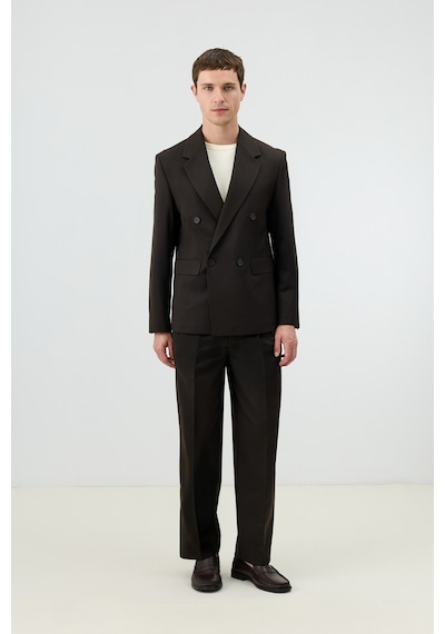 Antioch Relaxed Kruvaze Erkek Blazer Ceket Kahve