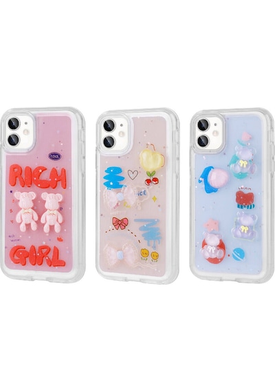 Apple Uyumlu iPhone 11 Kabartma Figürlü Parlak Uzrm Minimini Silikon Kılıf-pembe Pembe