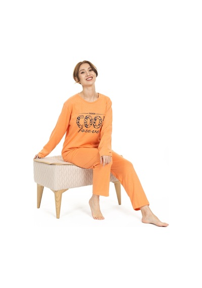 Sude Homewear M952 Penye Kadın Pijama Takımı Turuncu