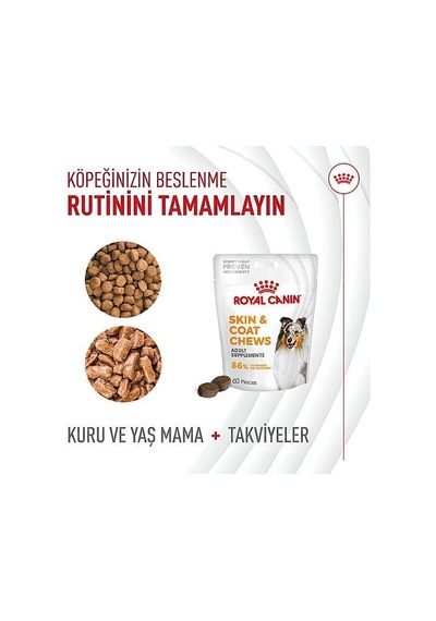 Royal Canin Skin & Coat Chews Deri Ve Tüy Sağlığını Destekleyen Yetişkin Köpek Ödül Maması 240gr