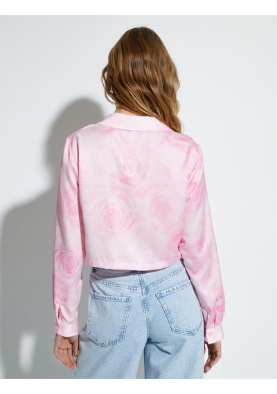 Koton Crop Gömlek Floral Desenli Pembe Desenli 4sak60333pw Pembe Desenli