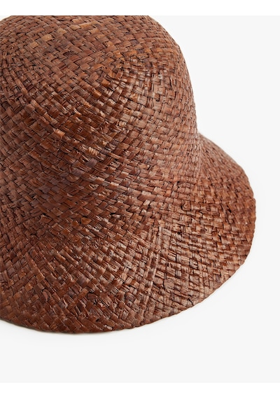 Koton Bucket Hasır Şapka Koyu Kahverengi 6sak40092aa Koyu Kahve
