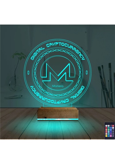 Luvivia Crypto Monero Coin 3d Lamba - Masa Gece Lambası Şeffaf