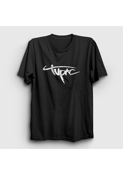 Presmono Unisex Logo Tupac Shakur T-shirt Siyah