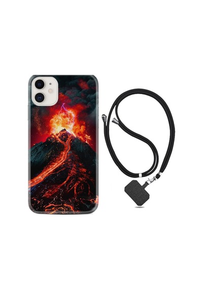 Apple Apple iPhone Uyumlu 13 Kılıf Silikon Desen Boyun Askılı Yanardağ 1611