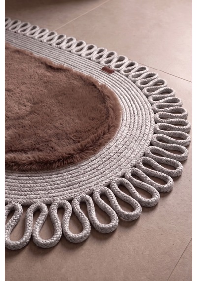 Banyo Paspası Takımı 60x100+60x60 Cm Dış Trikot Mouss Kahve & Gümüş