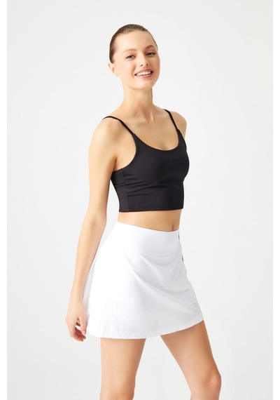Los Ojos Beyaz 2 Katmanlı Tenis Eteği - Şort Etek - Spor Etek Tennis Skirt Beyaz