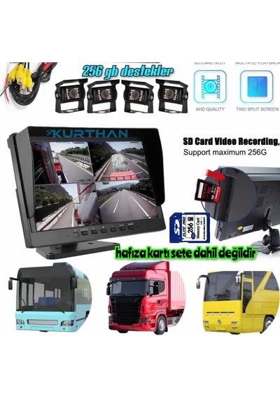 12-24 Volt Uyumlu 10'' Dvr Monitör Ve 4 Adet Kamera Seti
