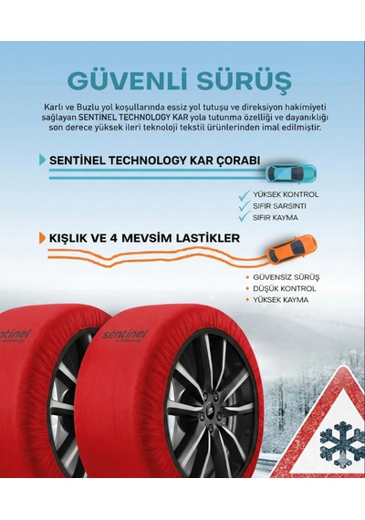 Sentinel Karyus Pratik Kar Çorabı - X Large- Jant Çizmez Kolay Montaj - XL