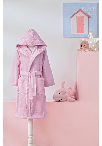 Özdilek Girl Unicorn Kapüşonlu Kadife Çocuk Bornozu 5/6 Yaş Pembe