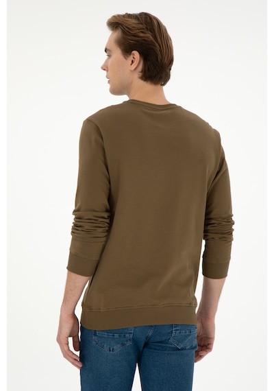 U.S. Polo Assn. Erkek Regular Fit Bisiklet Yaka Haki Sweatshirt 50293742-VR027