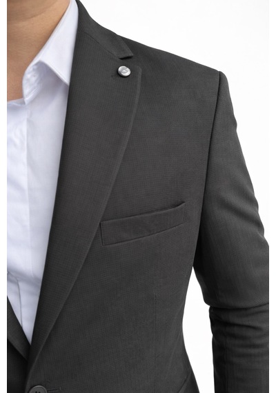 Plus Scorpion Erkek Slim Fit Çift Düğme Çift Yırtmaçlı Blazer Ceket Premium Dokulu Kumaş Siyah