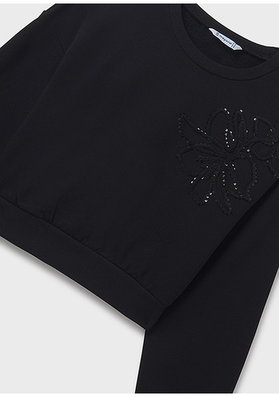 Mayoral Siyah Kız Çocuk Pul Detaylı Sweatshirt 7421 Siyah