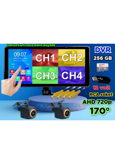 2 Ad 720p Ahd 170'' Kamera Dokunmatik Video Müzik Dvr Ekran