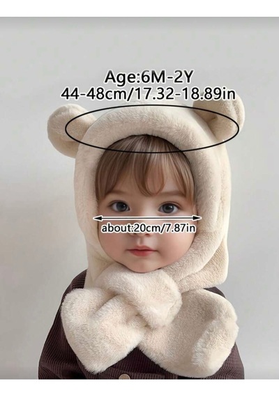 Myballistore 1-3 Yaş İçin Peluş Şapka & Bere Ekru