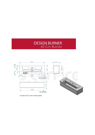 Copart 45 Cm Design Burner Bacasız Şömine