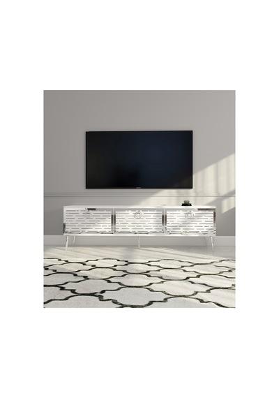 Rami 150 Cm Tv Ünitesi Tv Sehpası Beyaz - Gümüş Beyaz